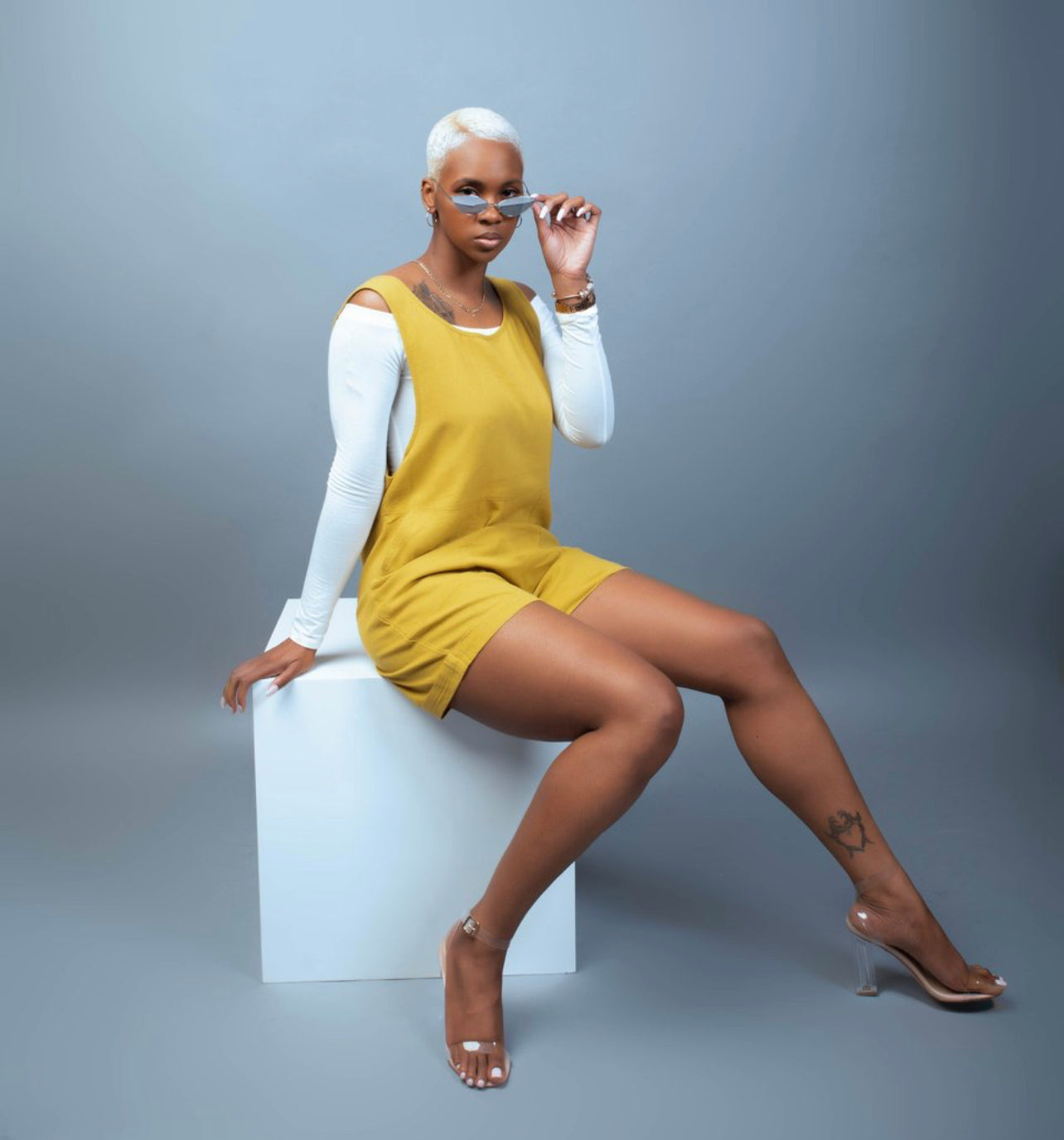 “MF” Linen Rompers